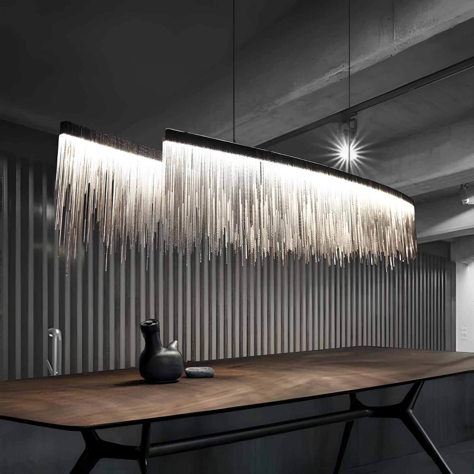 Stainless Steel Tasseled Pendant Chandelier - Homevalley.co.uk