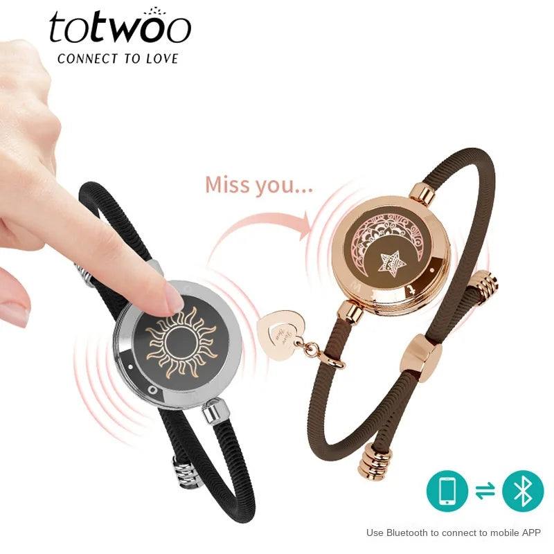 Sun and Moon totwoo Love Bracelets,Long Distance Relationship touch Light up & Vibrate Bracelets for Couples, Gifts - Homevalley.co.uk