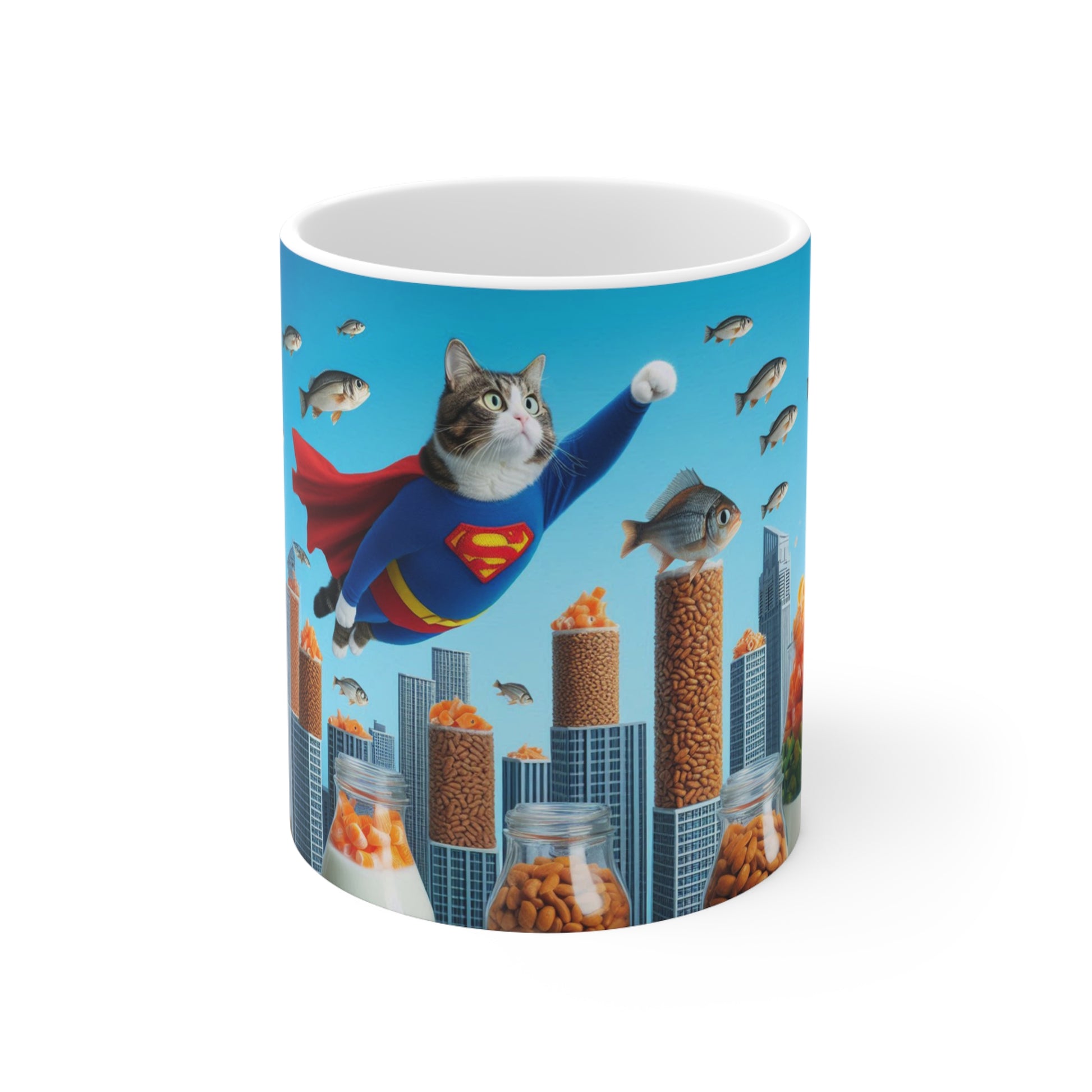 Super Man, Super Cat, Funny Cat Coffee Mug, Funny Pets Coffee Cup, 11oz, 15oz - Homevalley.co.uk