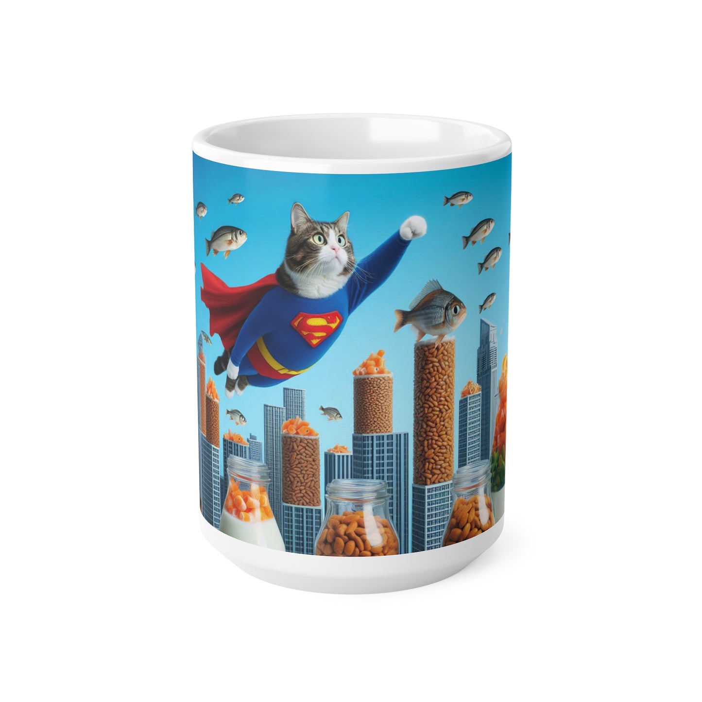 Super Man, Super Cat, Funny Cat Coffee Mug, Funny Pets Coffee Cup, 11oz, 15oz - Homevalley.co.uk