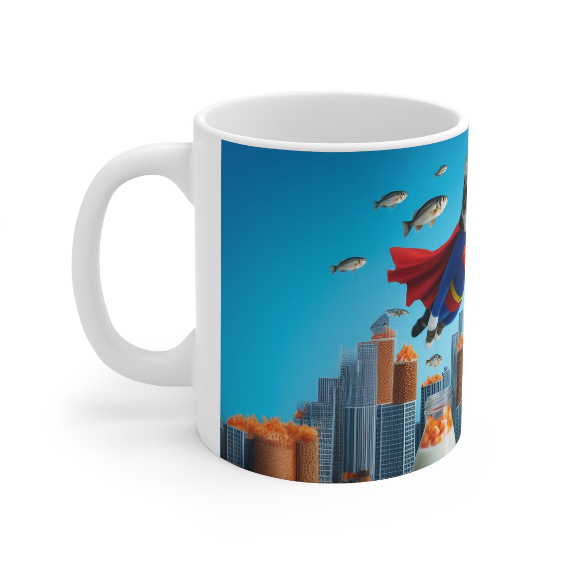 Super Man, Super Cat, Funny Cat Coffee Mug, Funny Pets Coffee Cup, 11oz, 15oz - Homevalley.co.uk