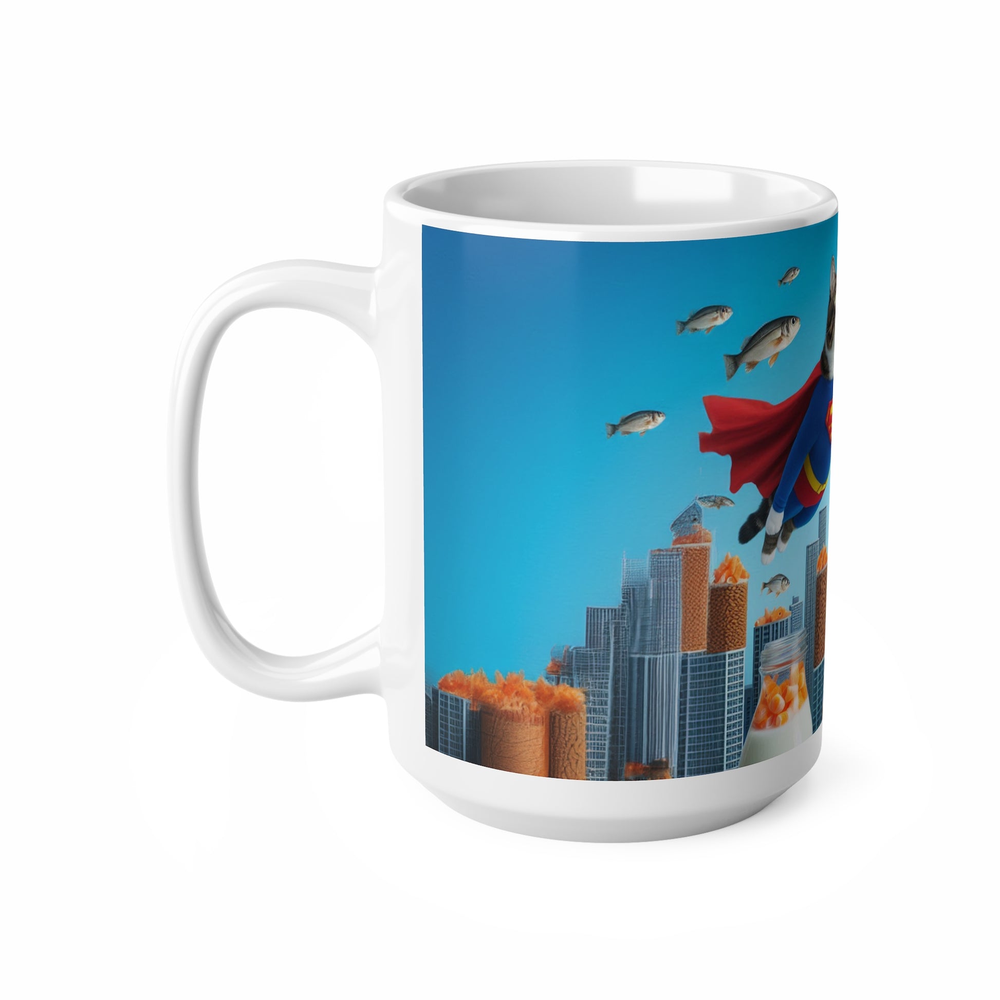 Super Man, Super Cat, Funny Cat Coffee Mug, Funny Pets Coffee Cup, 11oz, 15oz - Homevalley.co.uk