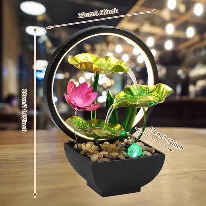 Tabletop Lotus Flowers Fountain Circulating Water LED Ring Lights - Homevalley.co.uk