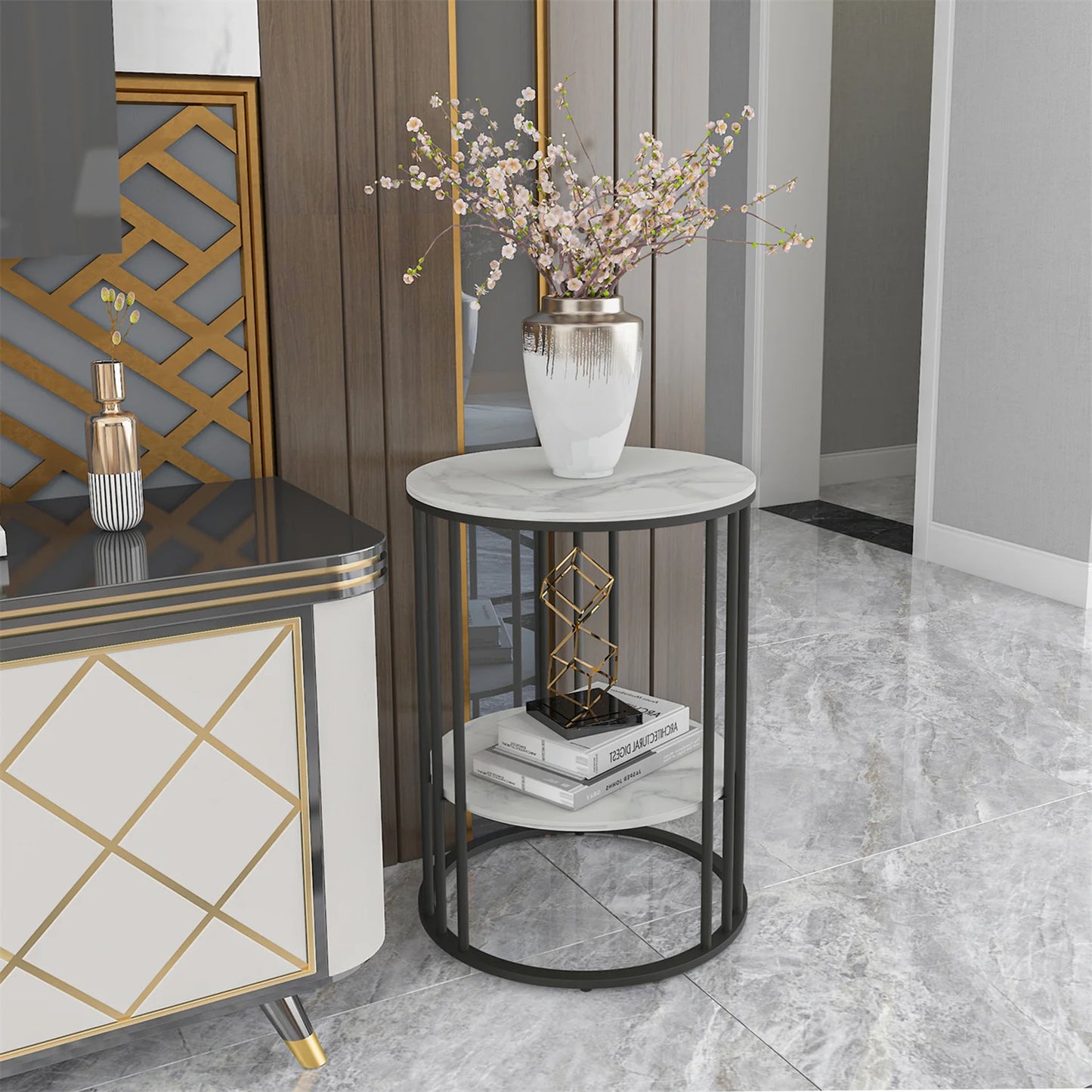 Tall Frame Nightstand Coffee Side End Accent Table - Homevalley.co.uk