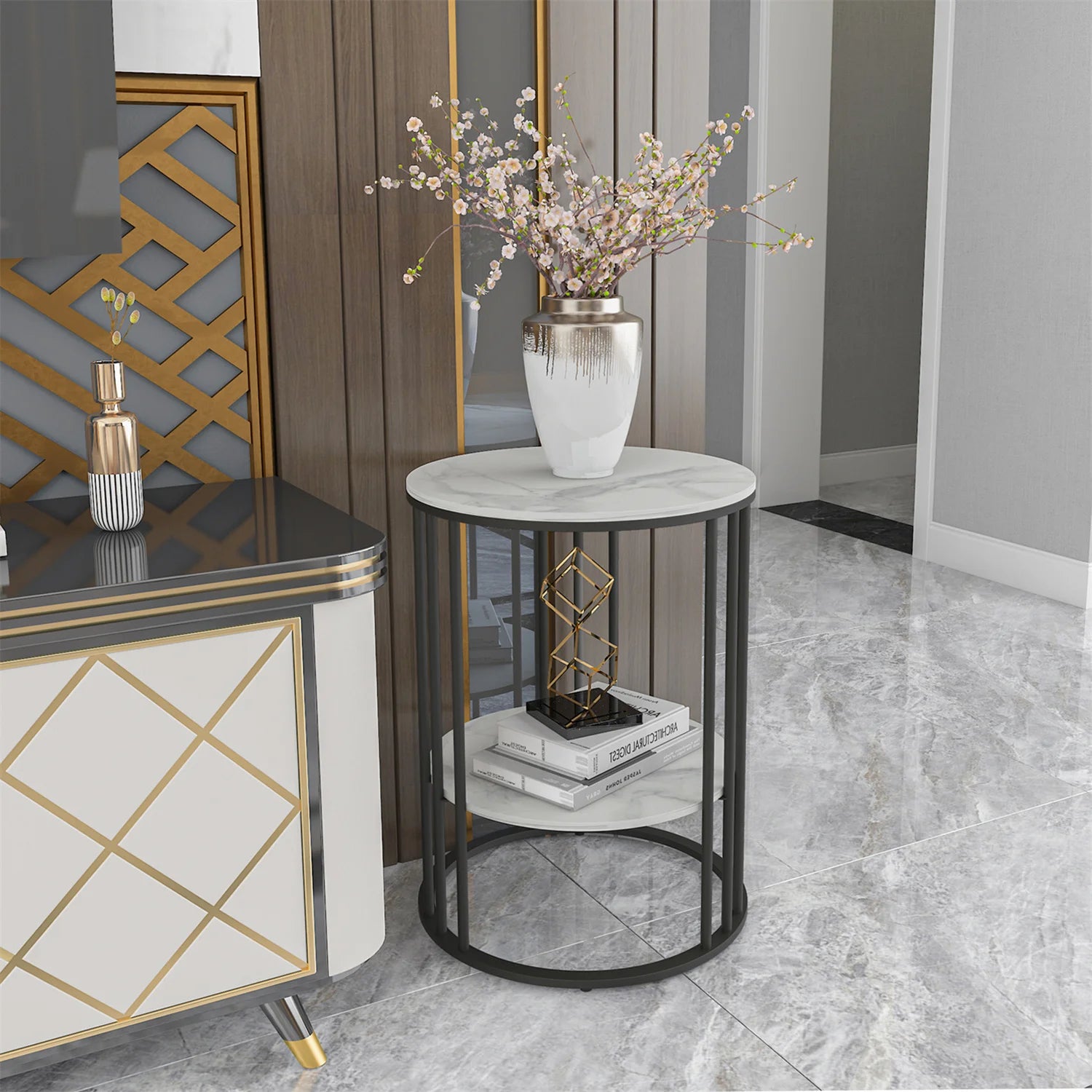Tall Frame Nightstand Coffee Side End Accent Table - Homevalley.co.uk