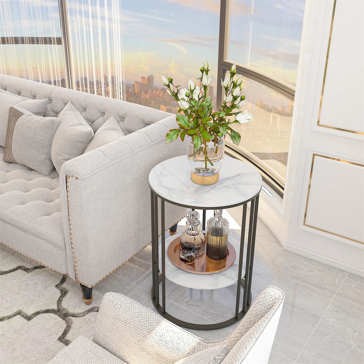 Tall Frame Nightstand Coffee Side End Accent Table - Homevalley.co.uk