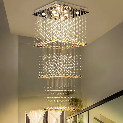 Teardrop Shape Translucent Luxury Crystal Long Staircase Chandelier - Homevalley.co.uk