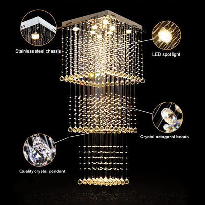 Teardrop Shape Translucent Luxury Crystal Long Staircase Chandelier - Homevalley.co.uk