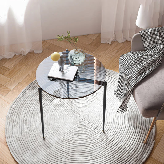 Tempered Glass Round Coffee Side End Table - Homevalley.co.uk