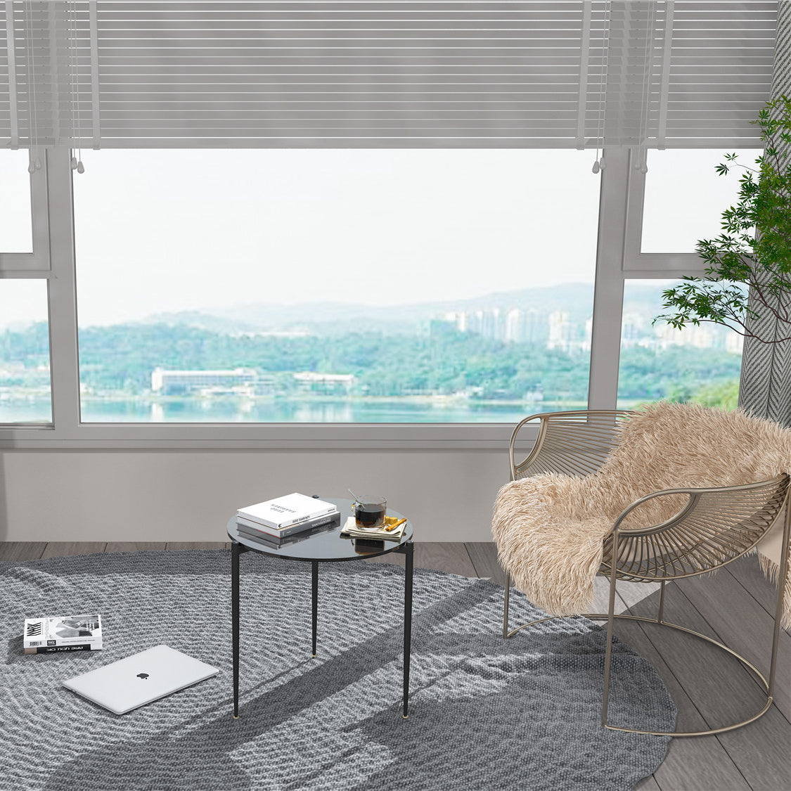 Tempered Glass Round Coffee Side End Table - Homevalley.co.uk