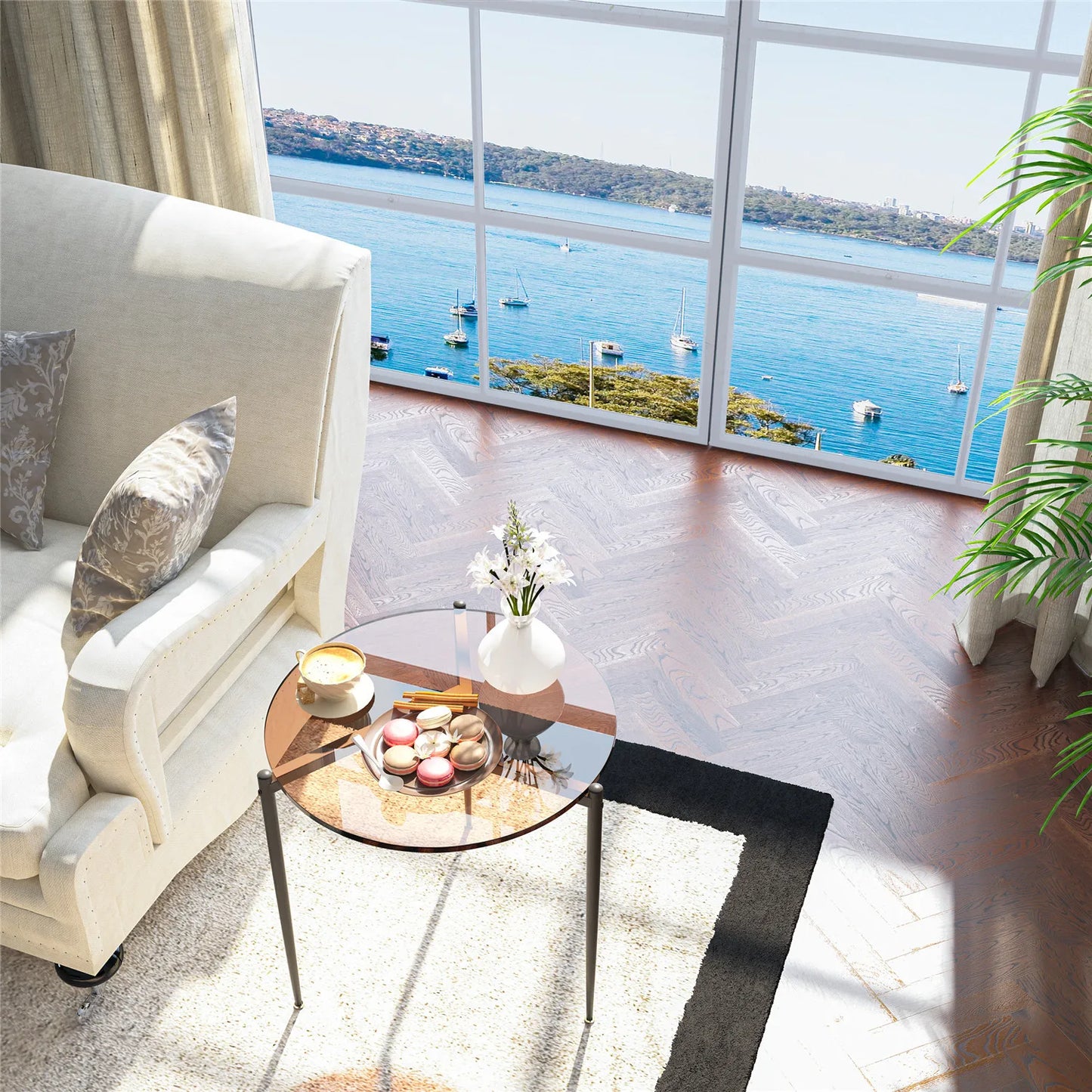 Tempered Glass Round Coffee Side End Table - Homevalley.co.uk