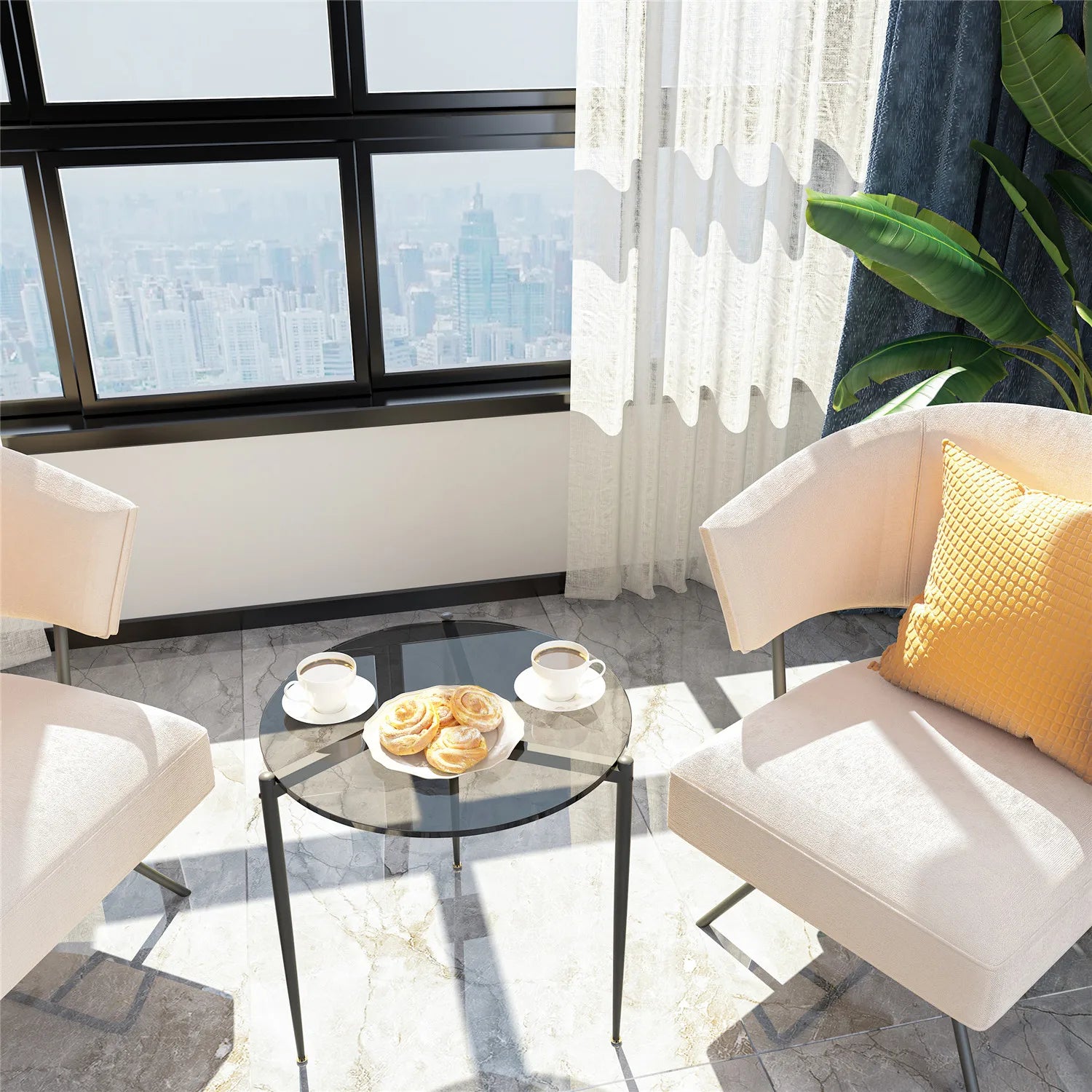 Tempered Glass Round Coffee Side End Table - Homevalley.co.uk