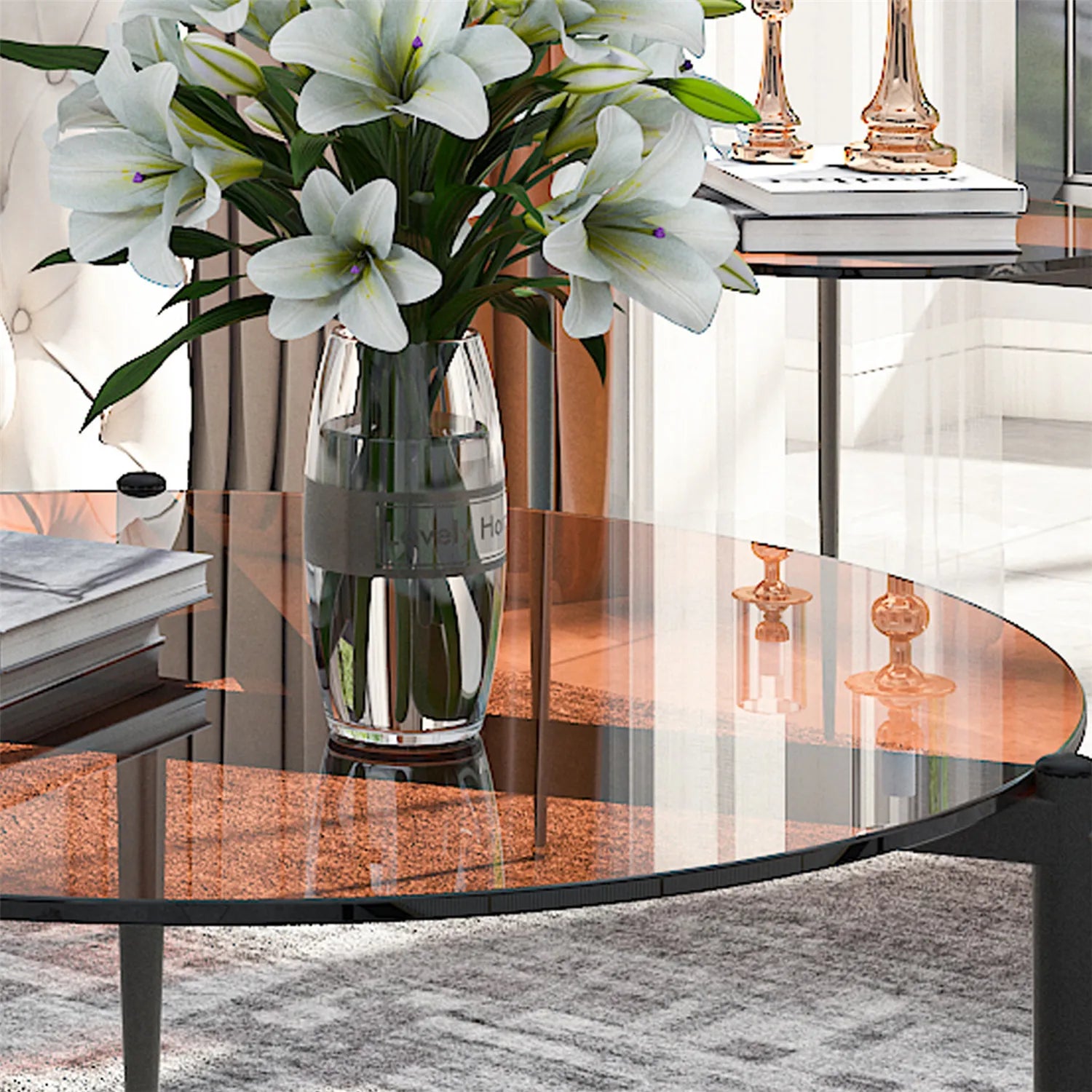 Tempered Glass Round Coffee Side End Table - Homevalley.co.uk