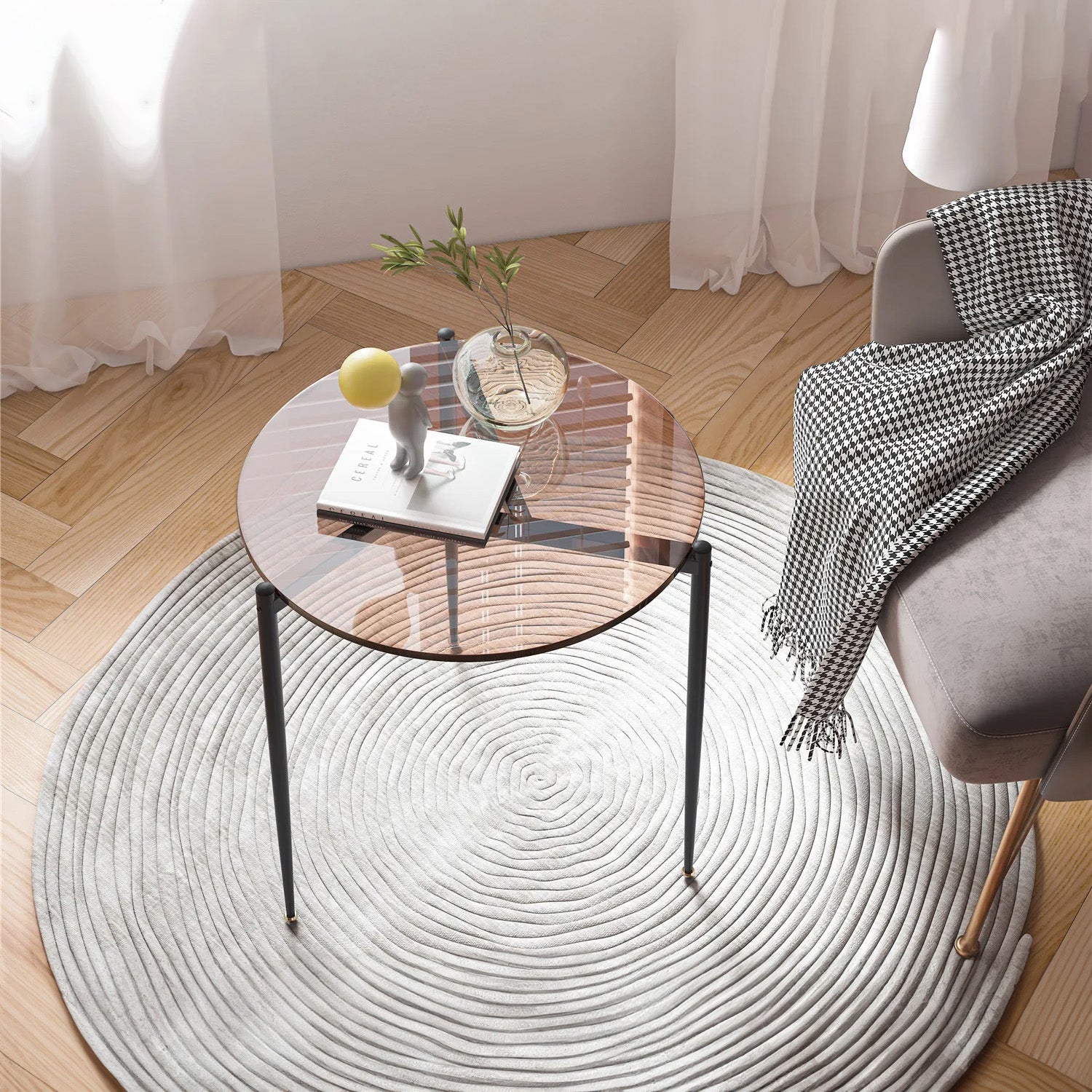 Tempered Glass Round Coffee Side End Table - Homevalley.co.uk