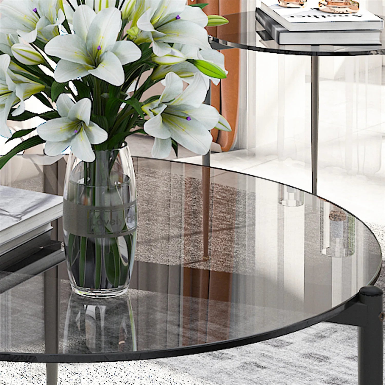 Tempered Glass Round Coffee Side End Table - Homevalley.co.uk