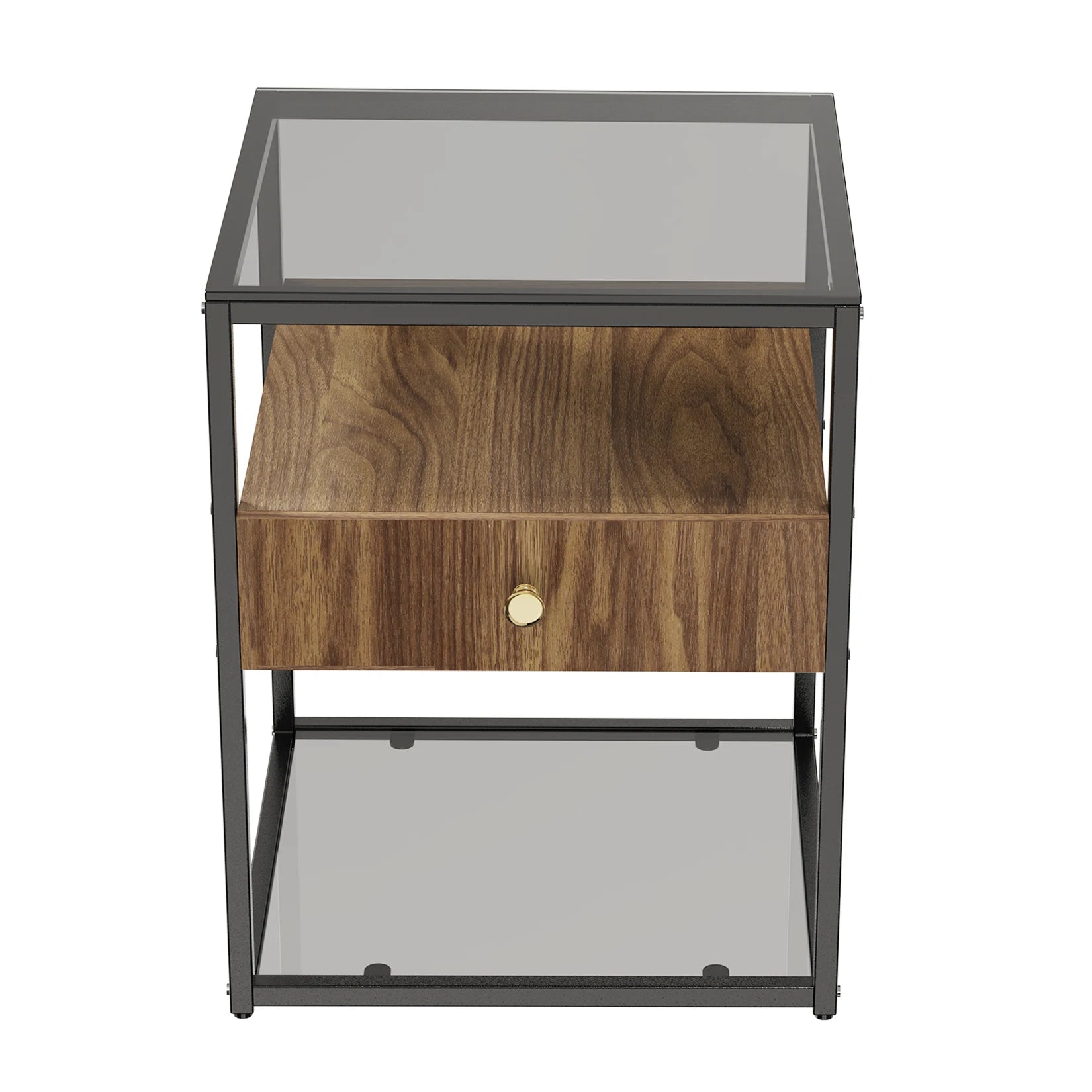Tempered Glass Square Nightstand Table - Homevalley.co.uk