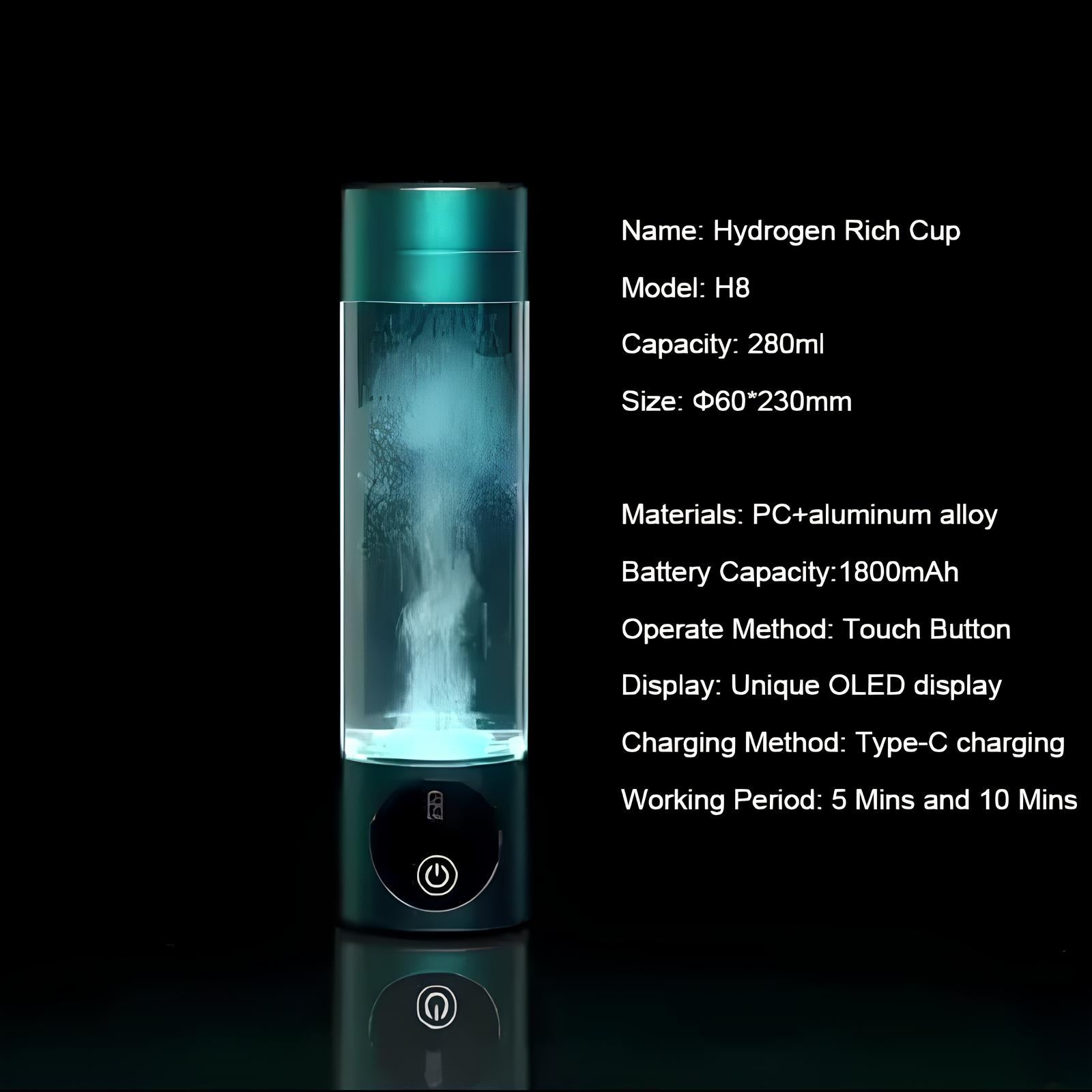 The 8th Generation 5000ppb SPE PEM High Concentration Hydrogen Ionizer Water Bottle - Homevalley.co.uk