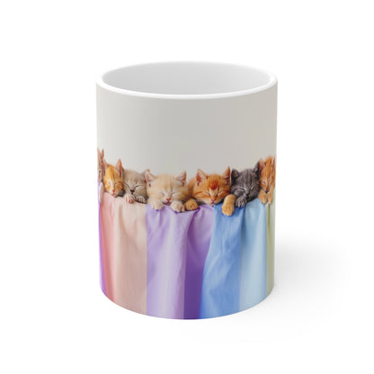 The Row of Kittens Ceramic Coffee Mug, Funny Pets Tea Cup, Gift for Her, Mother's Day, Gift Idea, 11oz, 15oz - Homevalley.co.uk