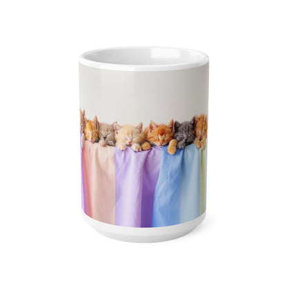 The Row of Kittens Ceramic Coffee Mug, Funny Pets Tea Cup, Gift for Her, Mother's Day, Gift Idea, 11oz, 15oz - Homevalley.co.uk