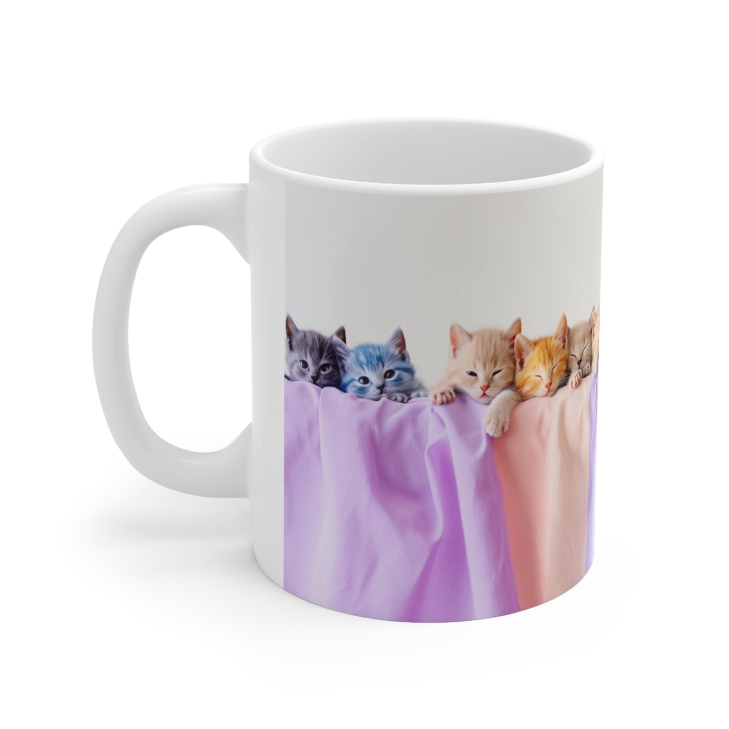 The Row of Kittens Ceramic Coffee Mug, Funny Pets Tea Cup, Gift for Her, Mother's Day, Gift Idea, 11oz, 15oz - Homevalley.co.uk