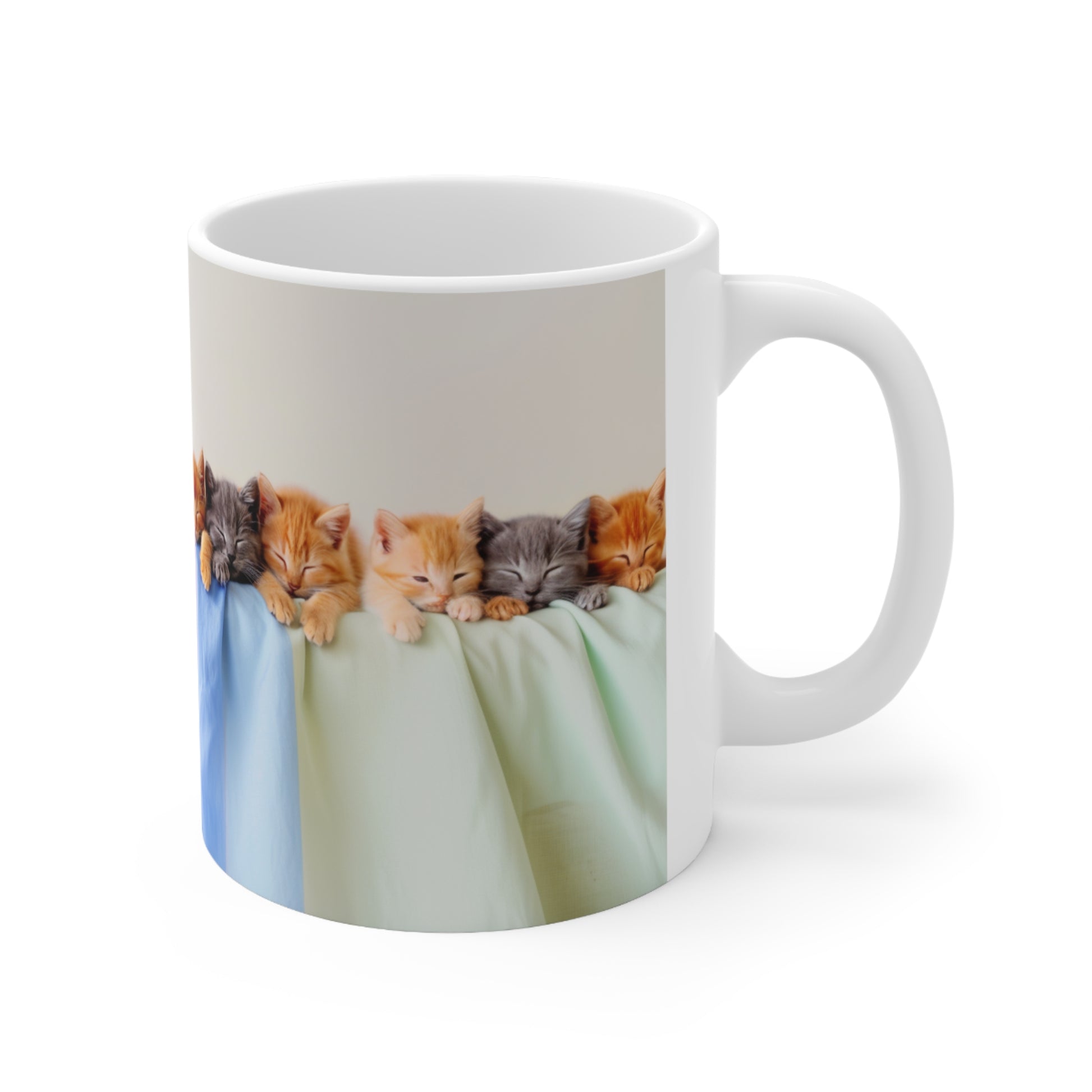The Row of Kittens Ceramic Coffee Mug, Funny Pets Tea Cup, Gift for Her, Mother's Day, Gift Idea, 11oz, 15oz - Homevalley.co.uk