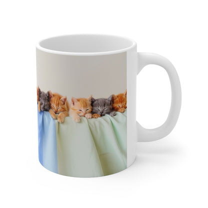 The Row of Kittens Ceramic Coffee Mug, Funny Pets Tea Cup, Gift for Her, Mother's Day, Gift Idea, 11oz, 15oz - Homevalley.co.uk