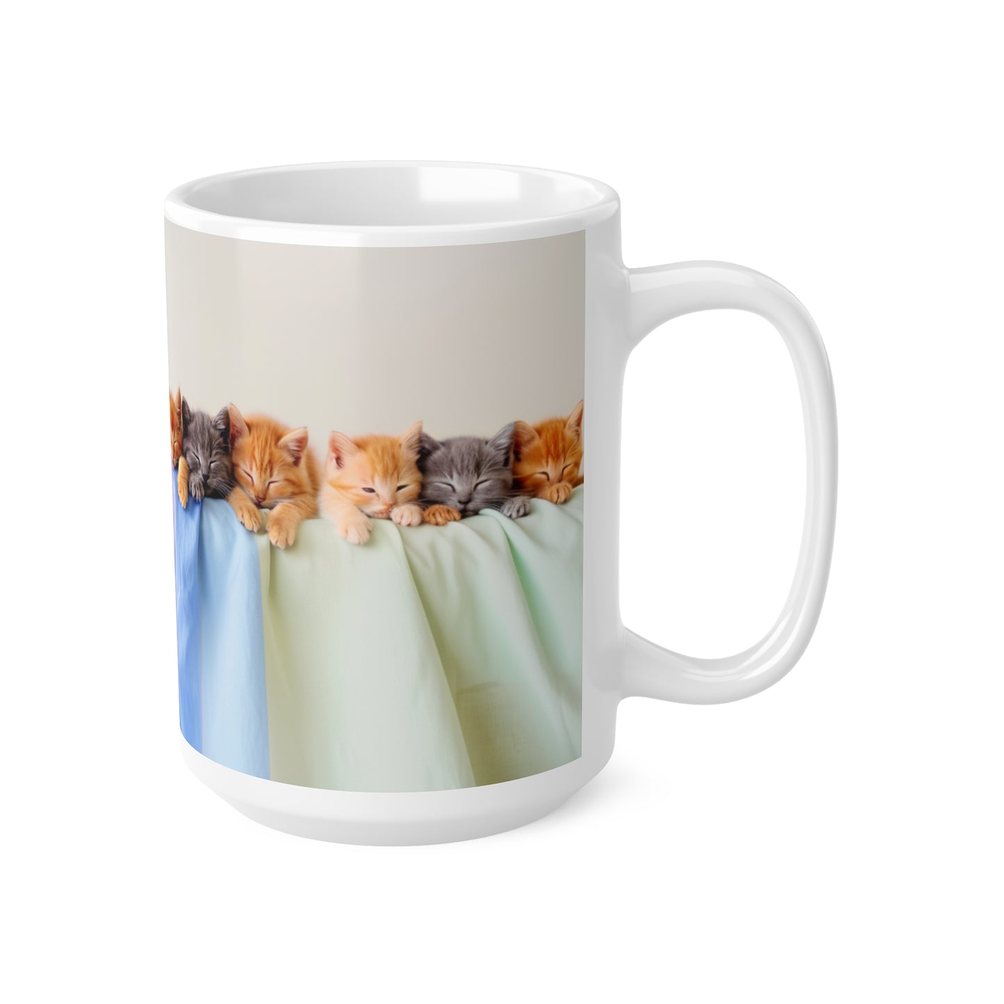 The Row of Kittens Ceramic Coffee Mug, Funny Pets Tea Cup, Gift for Her, Mother's Day, Gift Idea, 11oz, 15oz - Homevalley.co.uk