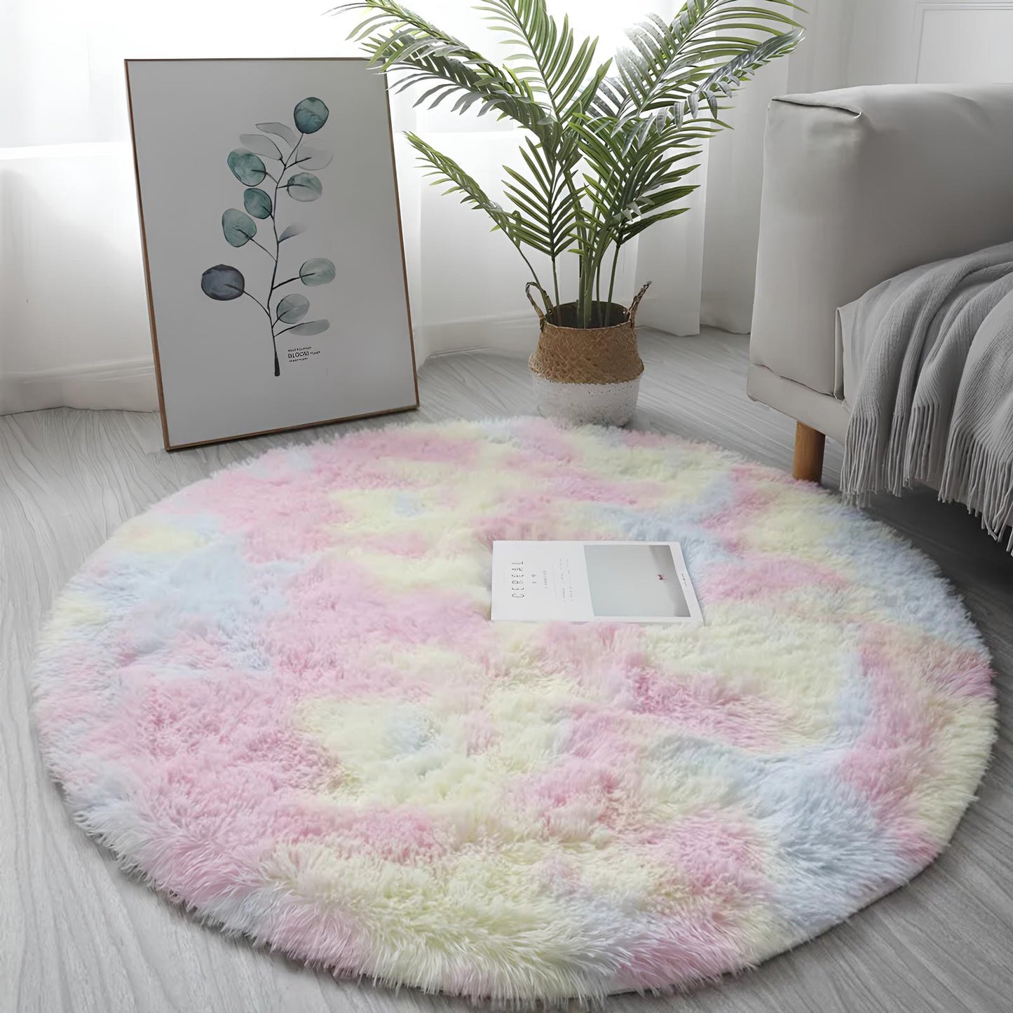 Thick Pile Fluffy White Super Soft Plush Round Rug Mat Carpet - Homevalley.co.uk