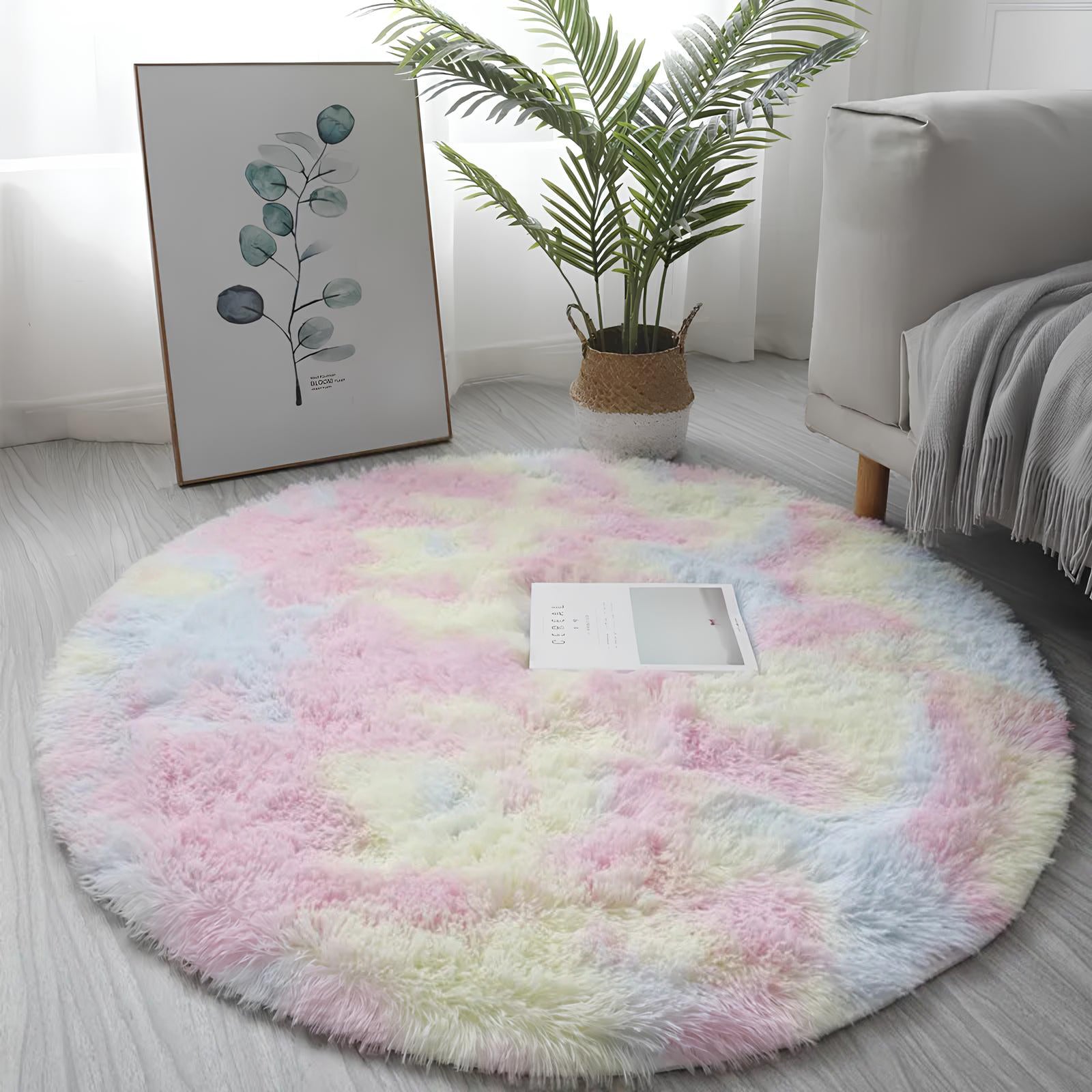 Thick Pile Fluffy White Super Soft Plush Round Rug Mat Carpet - Homevalley.co.uk