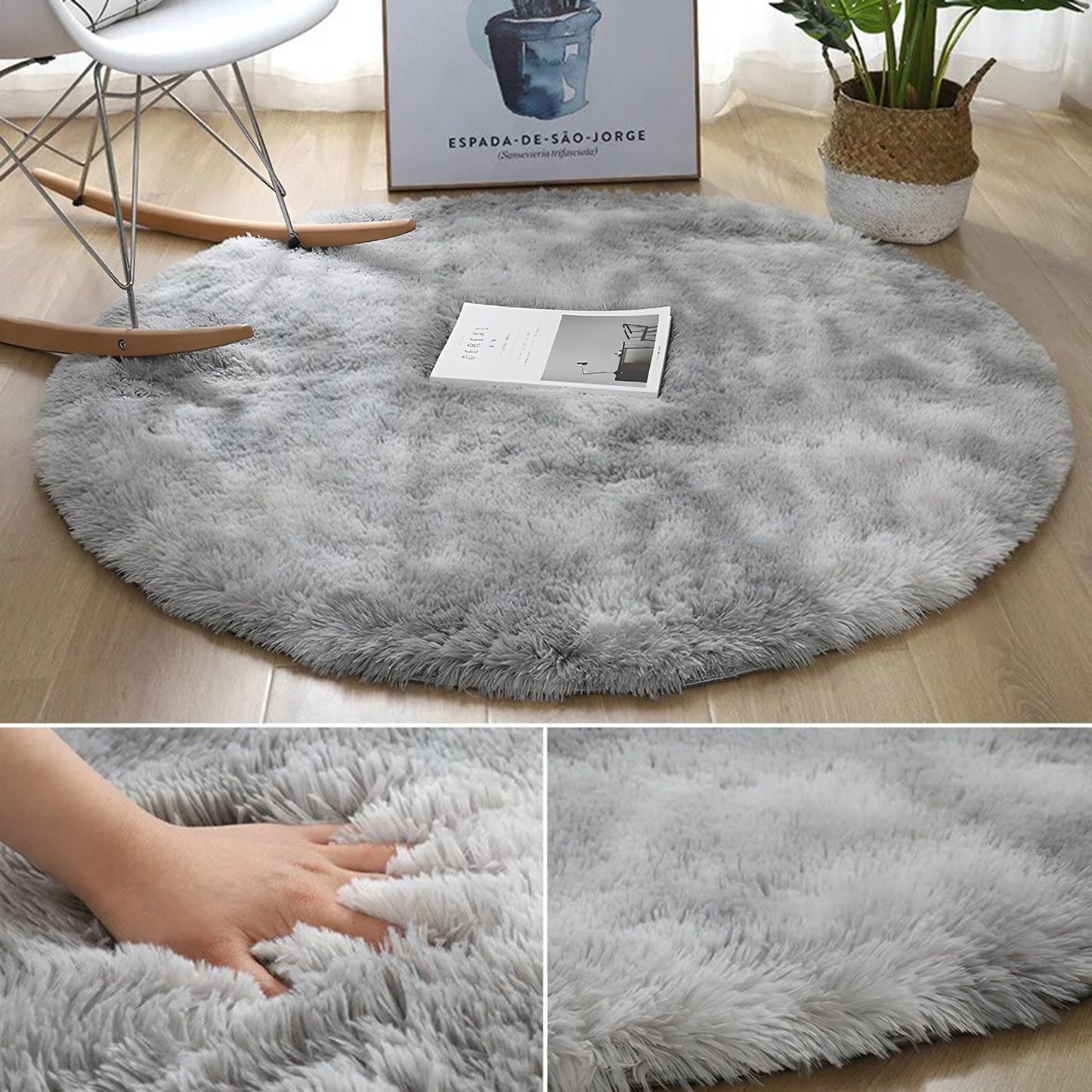 Thick Pile Fluffy White Super Soft Plush Round Rug Mat Carpet - Homevalley.co.uk