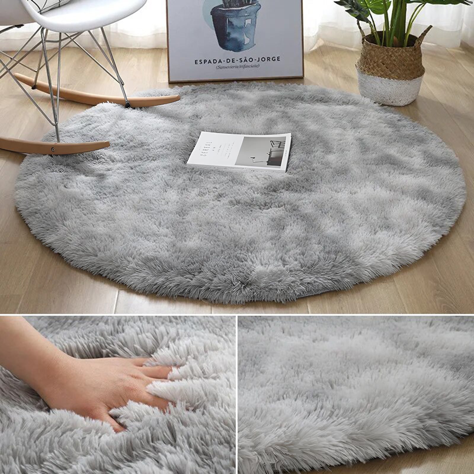 Thick Pile Fluffy White Super Soft Plush Round Rug Mat Carpet - Homevalley.co.uk