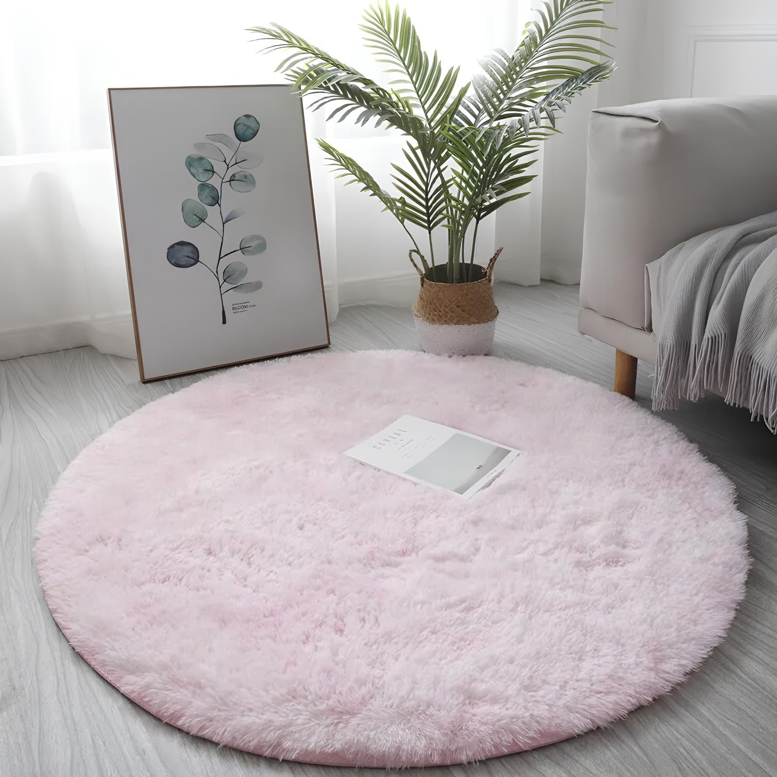 Thick Pile Fluffy White Super Soft Plush Round Rug Mat Carpet - Homevalley.co.uk