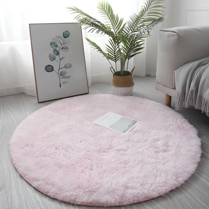 Thick Pile Fluffy White Super Soft Plush Round Rug Mat Carpet - Homevalley.co.uk