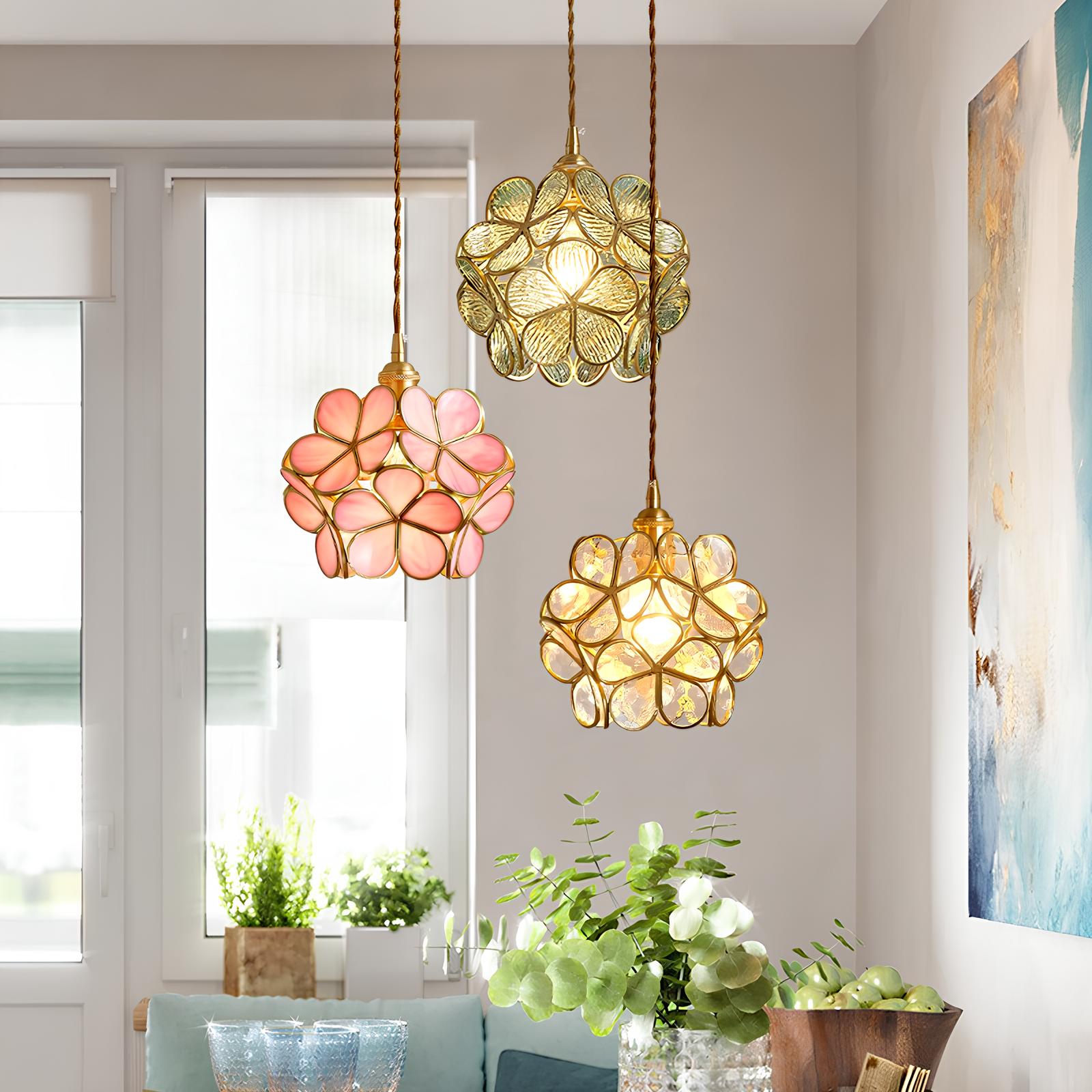 Tiffany Glass Flower Pendant Lamp - Homevalley.co.uk