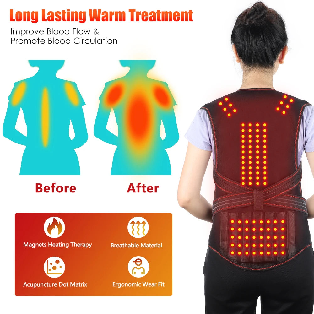 Tourmaline Magnetic Self-Heating Thermal Vest, Waist Brace, Lumbar Pad, Corset, Pain Relief - Homevalley.co.uk
