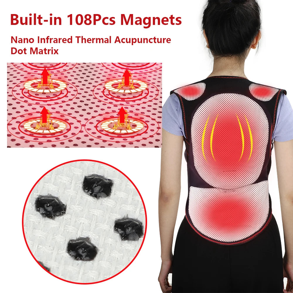 Tourmaline Magnetic Self-Heating Thermal Vest, Waist Brace, Lumbar Pad, Corset, Pain Relief - Homevalley.co.uk