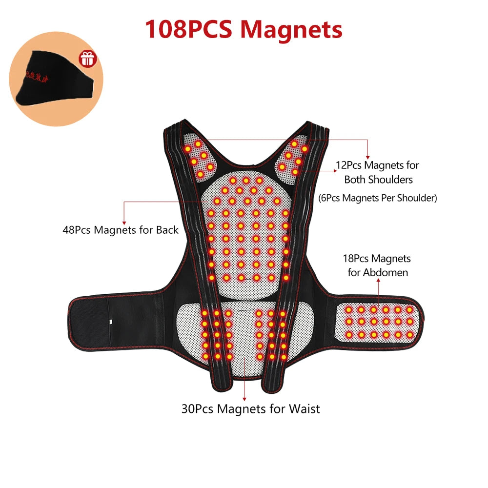 Tourmaline Magnetic Self-Heating Thermal Vest, Waist Brace, Lumbar Pad, Corset, Pain Relief - Homevalley.co.uk