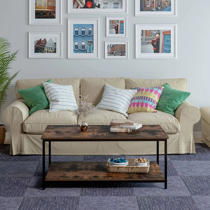 Two Tier Metal Frame Rustic Vintage Coffee Table - Homevalley.co.uk