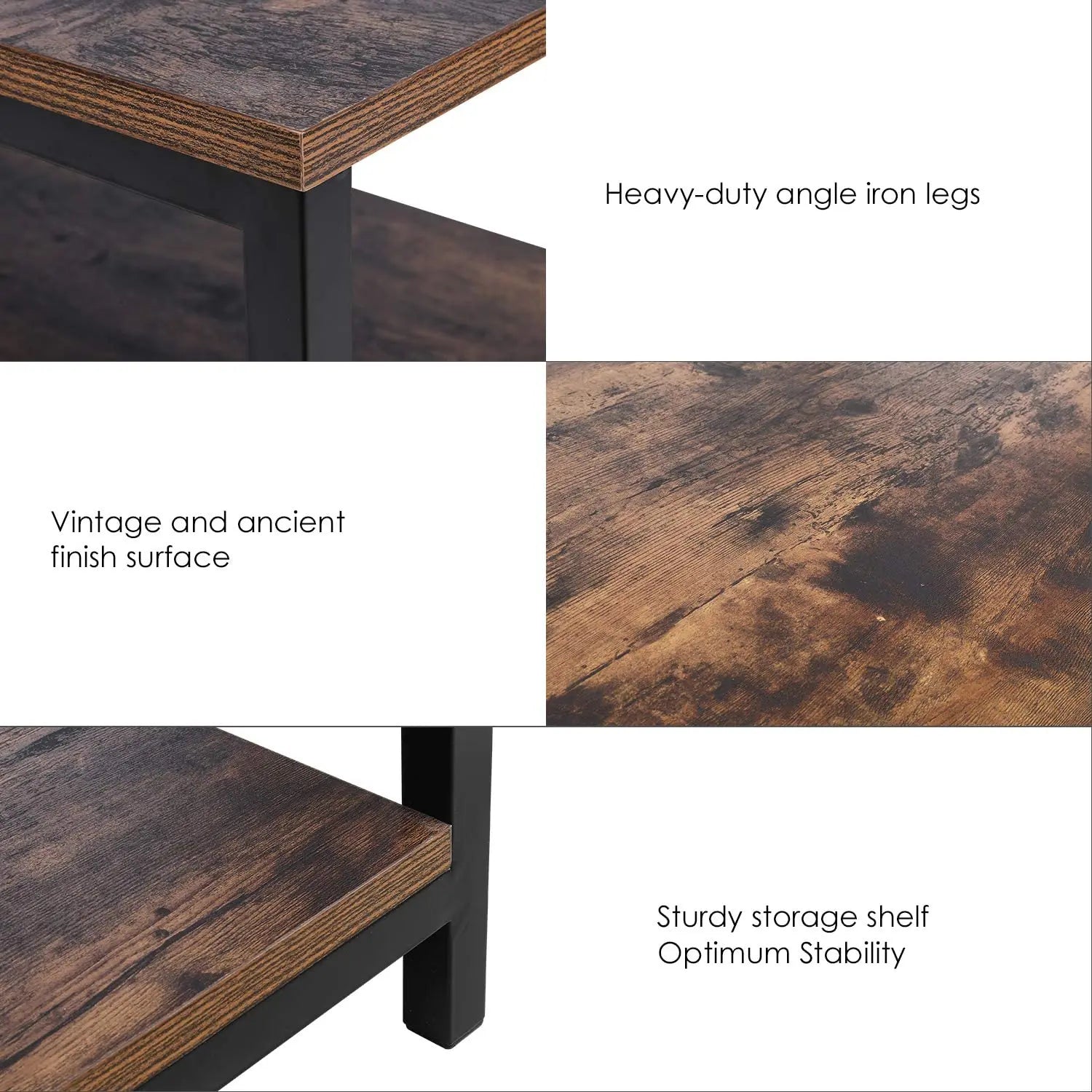 Two Tier Metal Frame Rustic Vintage Coffee Table - Homevalley.co.uk