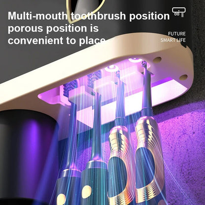UV Sterilization Toothbrush Holder Magnetic Tooth Cup Bathroom Toothpaste Squeezer Smart Light Energy USB Charging - Homevalley.co.uk