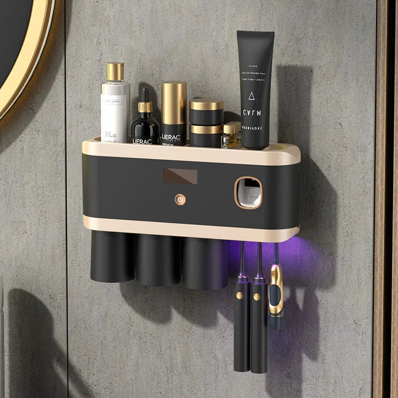 UV Sterilization Toothbrush Holder Magnetic Tooth Cup Bathroom Toothpaste Squeezer Smart Light Energy USB Charging - Homevalley.co.uk