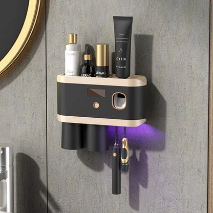 UV Sterilization Toothbrush Holder Magnetic Tooth Cup Bathroom Toothpaste Squeezer Smart Light Energy USB Charging - Homevalley.co.uk