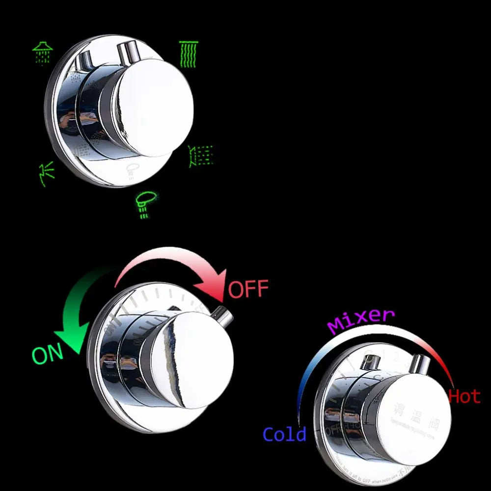 Wall Mounted Waterfall Panel Shower with LED Lights - Homevalley.co.uk