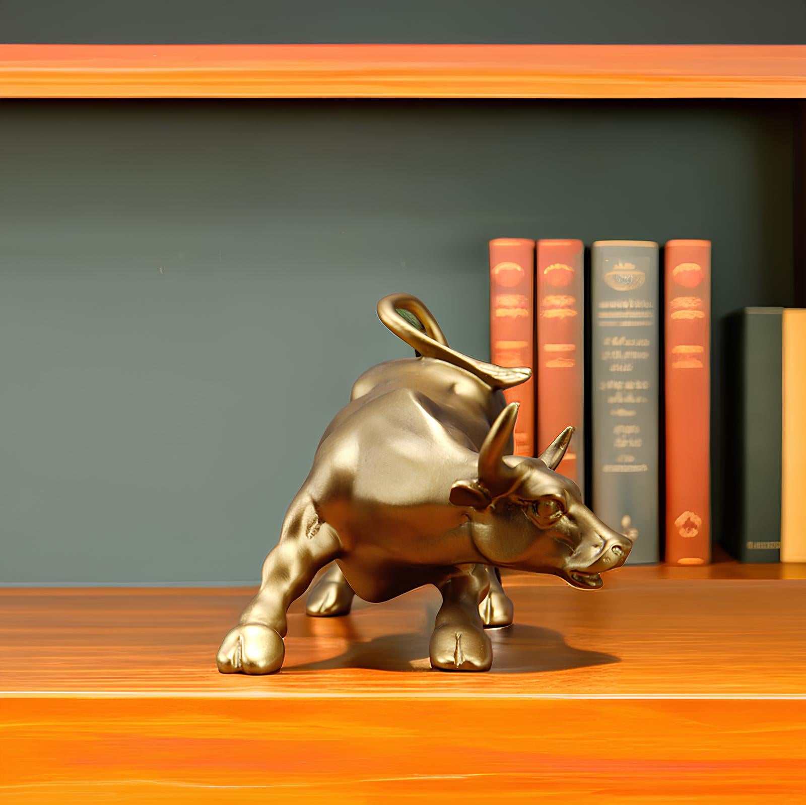 Wall Street Bull Market Resin Ornament Feng Shui Fortune Statue Wealth Figurine - Homevalley.co.uk