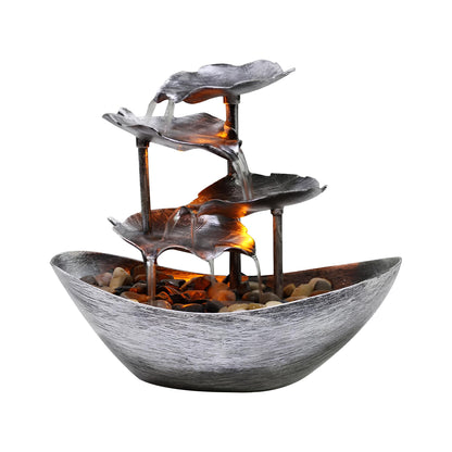 Water Over Sailing Lotus Leaf Tabletop Fountain Waterfall - Homevalley.co.uk