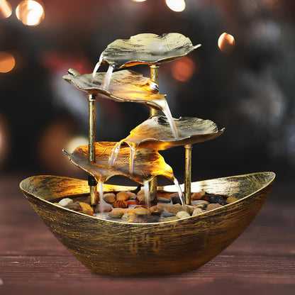 Water Over Sailing Lotus Leaf Tabletop Fountain Waterfall - Homevalley.co.uk