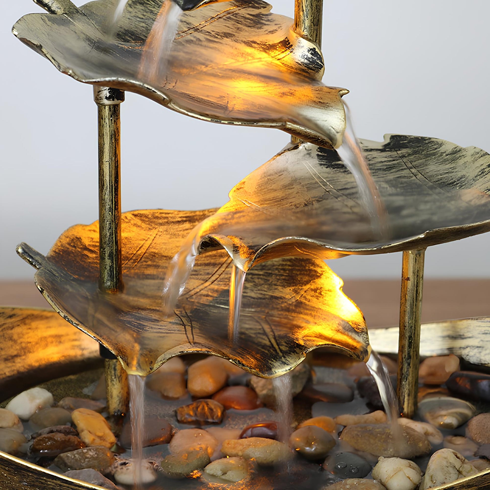 Water Over Sailing Lotus Leaf Tabletop Fountain Waterfall - Homevalley.co.uk