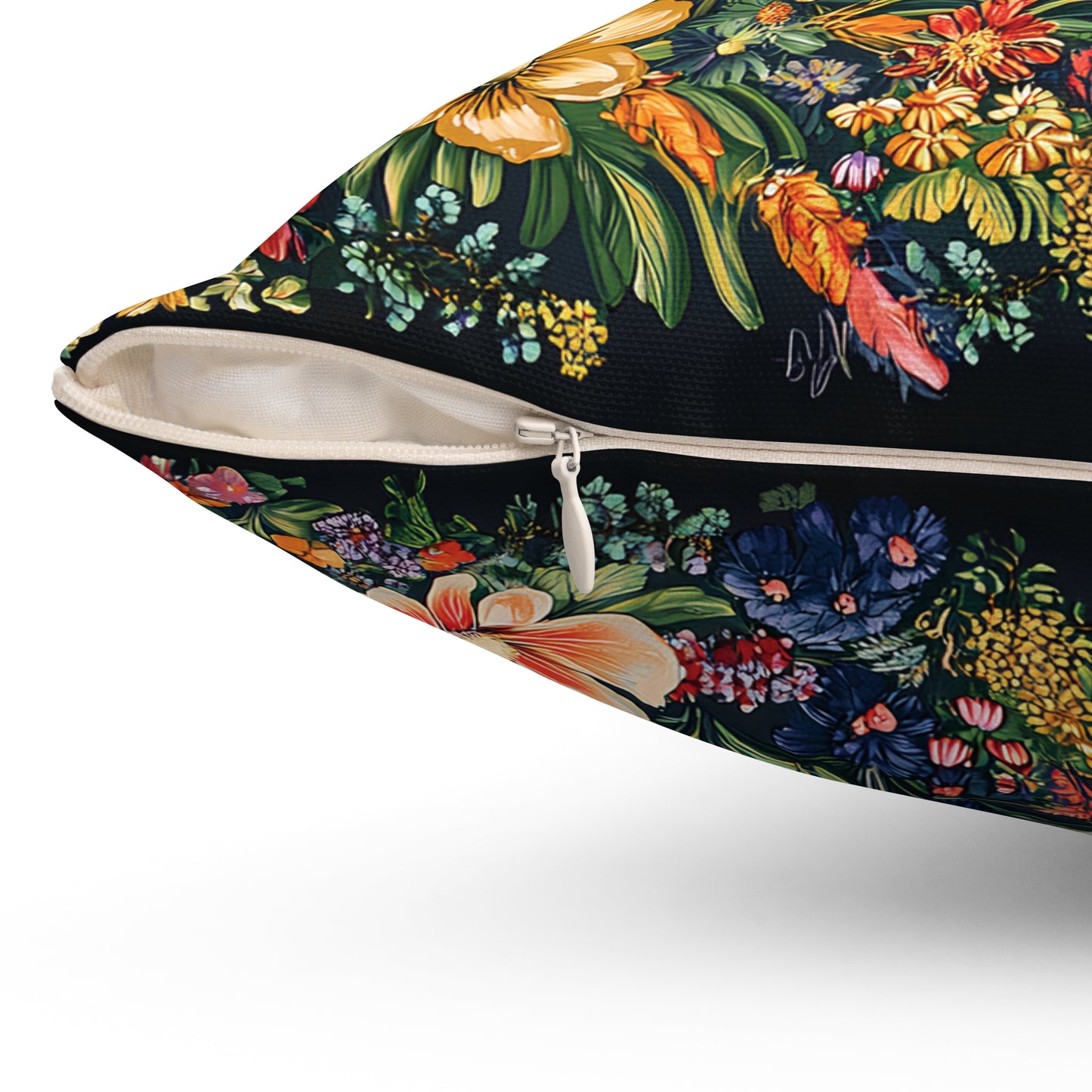William Morris Style Mushroom and Botanicals Square Pillow, Red Mushroom and Flowers, insert included - Homevalley.co.uk