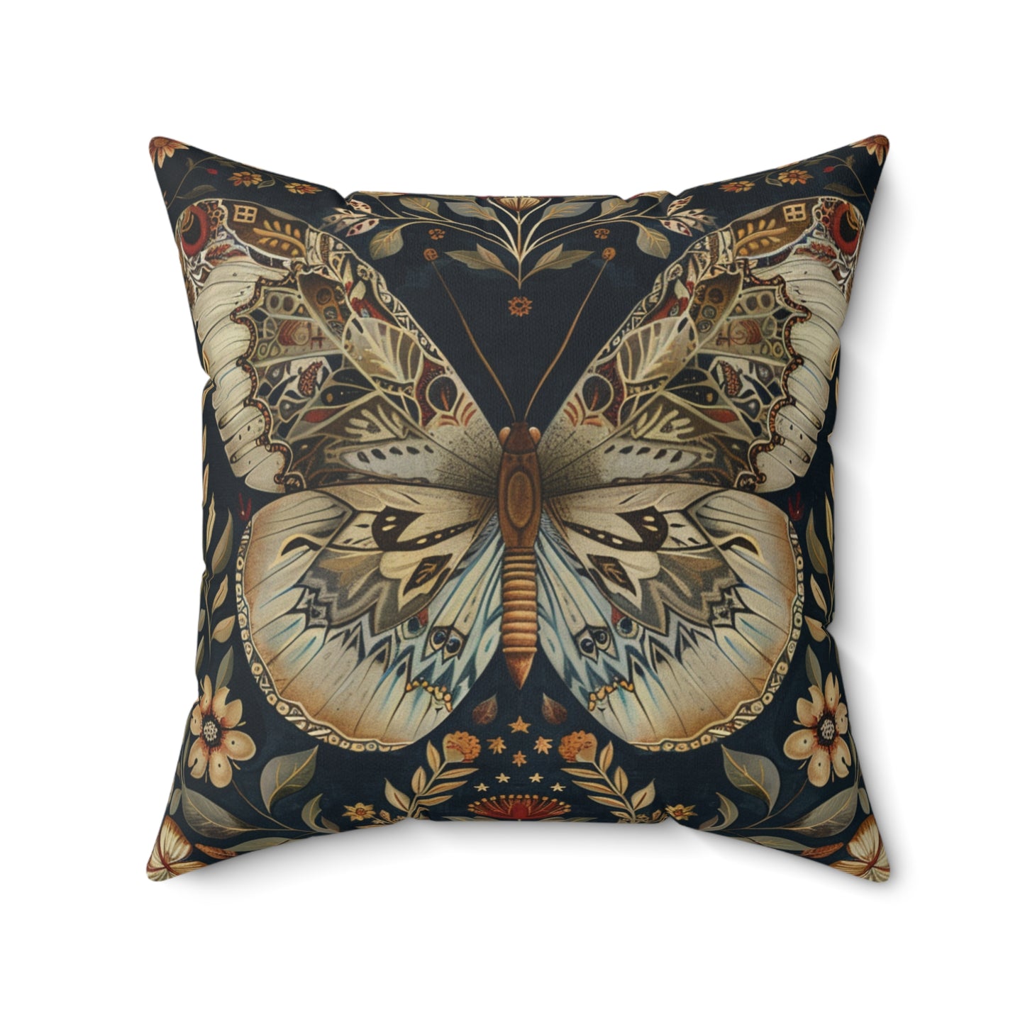 William Morris Style Square Pillow Butterfly Design, Fowers and Butterflies, Butterfly Lovers, Nature Lovers, insert included - Homevalley.co.uk
