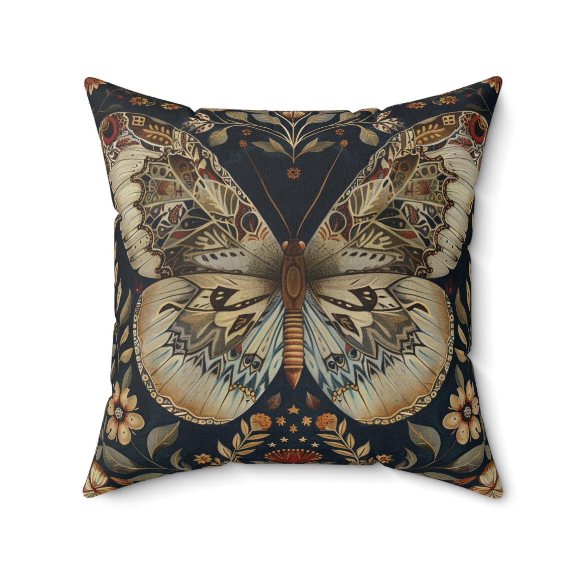 William Morris Style Square Pillow Butterfly Design, Fowers and Butterflies, Butterfly Lovers, Nature Lovers, insert included - Homevalley.co.uk
